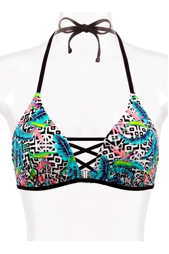 Tropical Triangle Cup Halter Bikini Top Swimwear Juniors' Small