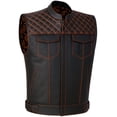 thumbnail image 1 of SOA Men's Leather Armor Motorcycle Vest - 100% Genuine Cowhide Biker Paisley Orange 3XL, 1 of 8