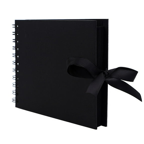 SOAC A5 21.5x15cm Black DIY Scrapbook Photo Album with Ribbon Bowknot