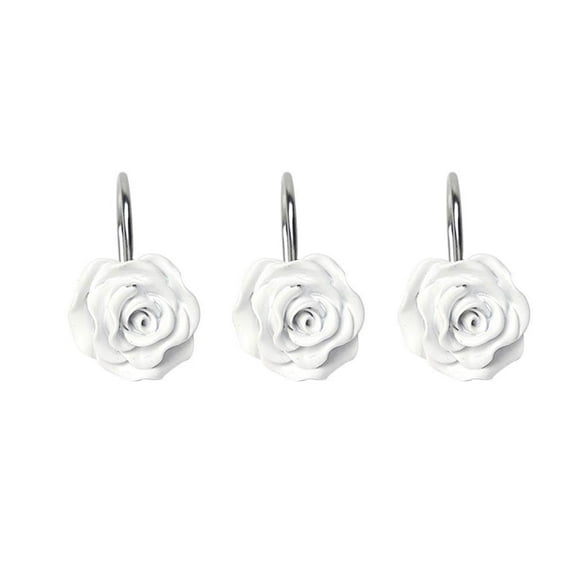 SOAC Decorative Rose Resin Rustproof Shower Curtain Hooks (12 Count)