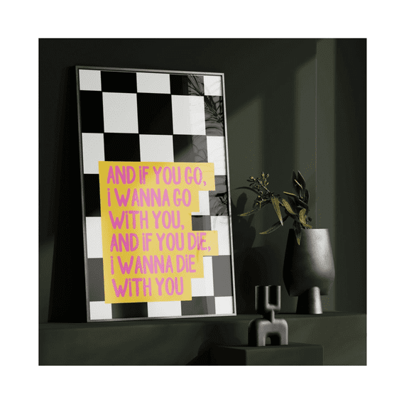SOAD Lyrics Print: Emo Checker Gallery Wall Art, Unframed Canvas 8x10in