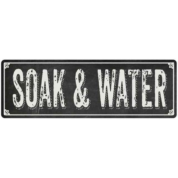 SOAK & WATER Shabby Chic Black Chalkboard Metal Sign 8x24 Decor 108240050037