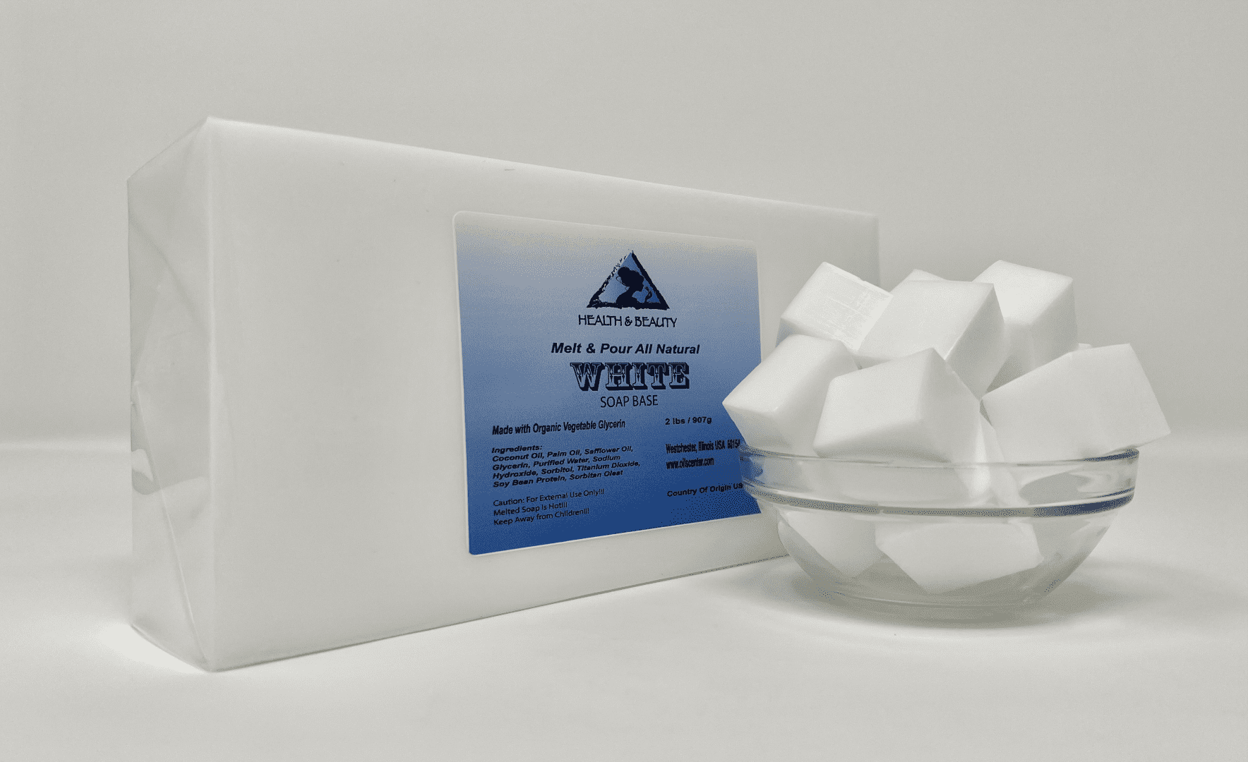 SOAP BASE WHITE GLYCERIN MELT & POUR ORGANIC PURE by H&B OILS CENTER 2 LB 