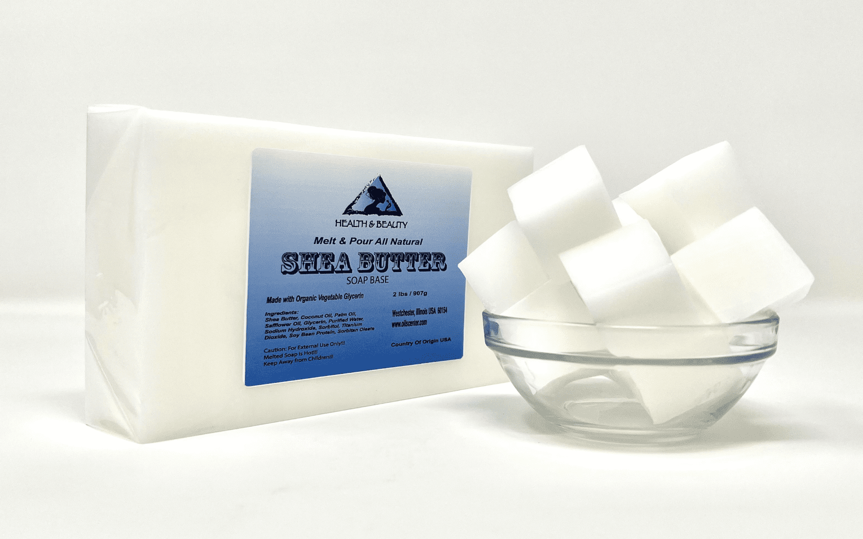 SOAP BASE with SHEA BUTTER GLYCERIN MELT & POUR ORGANIC PURE by H&B OILS  CENTER 2 LB