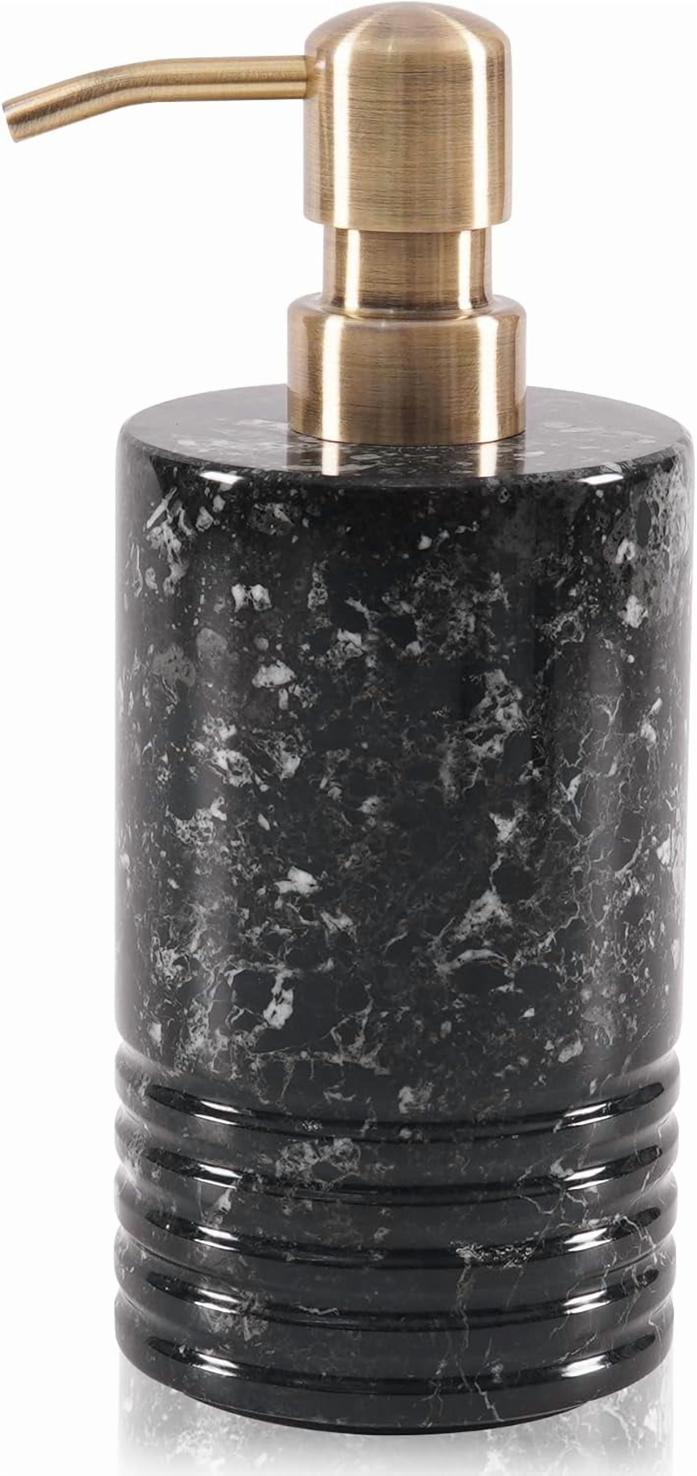 Radicaln Marble Soap Dispenser 7.5 inch Black Onyx Hand Soap, Lotion, Foaming Shampoo and Conditioner Container for Bathroom Decor and Accessories - Liquid Dish Soap Dispenser for Kitchen Sink
