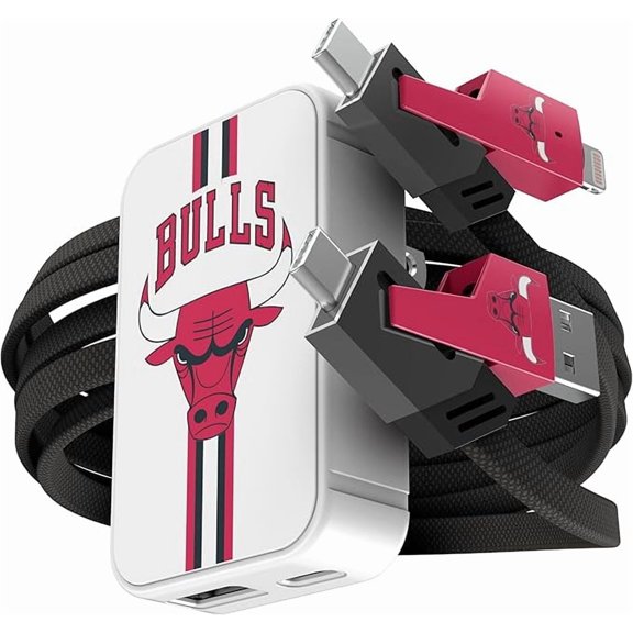 SOAR NBA Slim Wall Charger and 4 In 1 Multi Charging Cable- Chicago Bulls