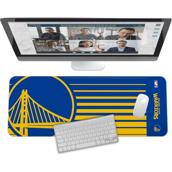 SOAR NBA Unisex Multifunctional Desk Mat for Desktop, (31.5"x12") - Ultra Soft Fabric with Non-Slip Rubber Backer - Water Resistant & Durable Nylon Stitching - Golden State Warriors