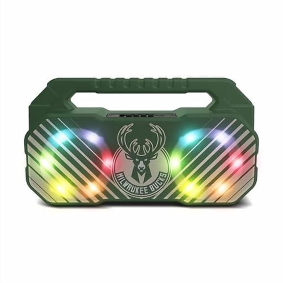 SOAR NBA Wireless Boombox Speaker with FM Radio-Milwaukee Bucks