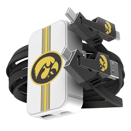 SOAR Collegiate Slim Wall Charger and 4 In 1 Multi Charging Cable- Iowa Hawkeyes