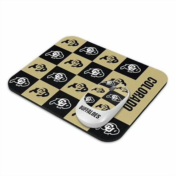 SOAR NCAA Wireless Mouse and Mouse Pad- Checkered - Colorado Buffaloes