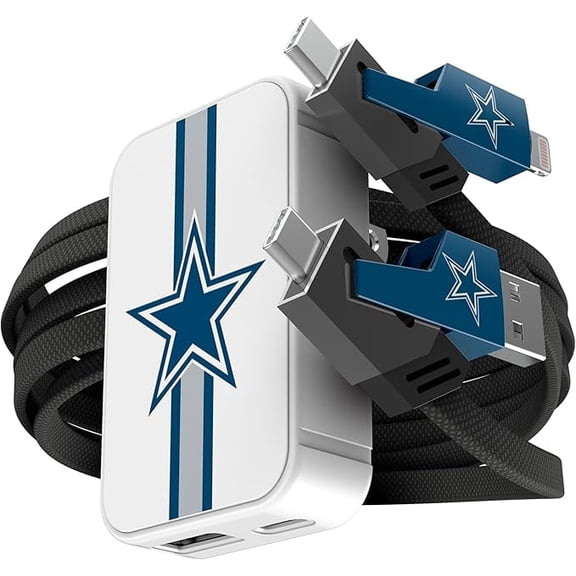 SOAR NFL Slim Wall Charger and 4 In 1 Multi Charging Cable- Dallas Cowboys