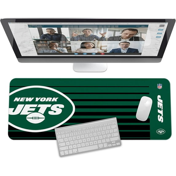 SOAR NFL Unisex Multifunctional Desk Mat for Desktop, (31.5"x12") - Ultra Soft Fabric with Non-Slip Rubber Backer - Water Resistant & Durable Nylon Stitching - New York Jets