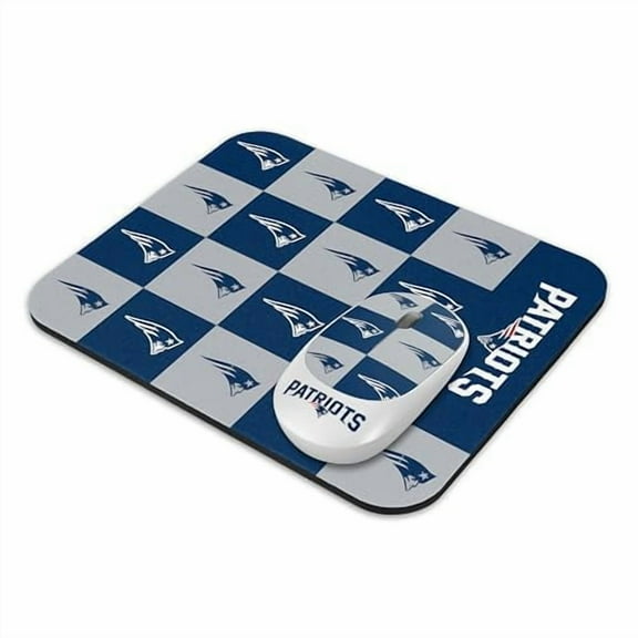 SOAR NFL Wireless Mouse and Mouse Pad- Checkered - New England Patriots