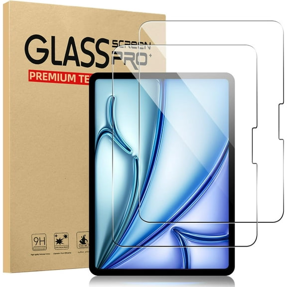 SOATUTO  2 Pack New iPad Air 11 Inch M3 M2 2025 2024 Screen Protector Tempered Glass Flim, 9H Hardness HD Clear Compatible Face ID & Case Friendly for iPad Air 11" 7th/6th Gen