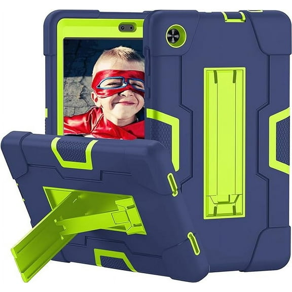 SOATUTO for Alcatel Joy Tab 2 8 inch Tablet Case, Shockproof Kids Friendly Rugged Sturdy Armmor Cover Case Built-in Kickstand for Alcatel Joy Tab 2 8 inch 2020 Model 9032Z Tablet (Navy Blue/Green)