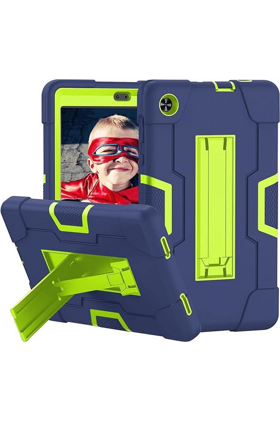 for Alcatel Joy Tab 2 8 inch Tablet Case, Shockproof Kids Friendly Rugged Sturdy Armmor Cover Case Built-in Kickstand for Alcatel Joy Tab 2 8 inch 2020 Model 9032Z Tablet (Navy Blue/Green)