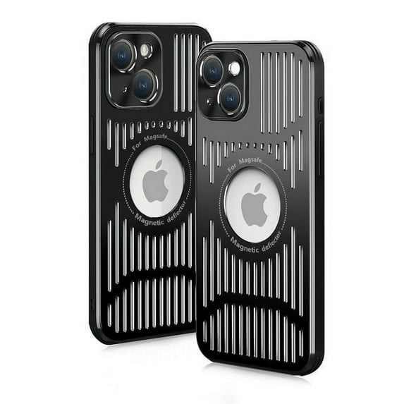 SOATUTO Aluminum Frame Metal Backplane Compatible With iPhone 15 Pro Max 15 Plus 15 Pro 15 Case Aluminum Alloy + TPU Combination Frame Hollow Design and Heat Dissipation - iPhone 15 Plus,Black