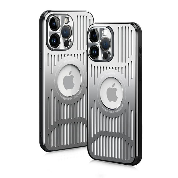 SOATUTO Aluminum Frame Metal Backplane Compatible With iPhone 15 Pro Max 15 Plus 15 Pro 15 Case Aluminum Alloy + TPU Combination Frame Hollow Design and Heat Dissipation - iPhone 15 Pro,White