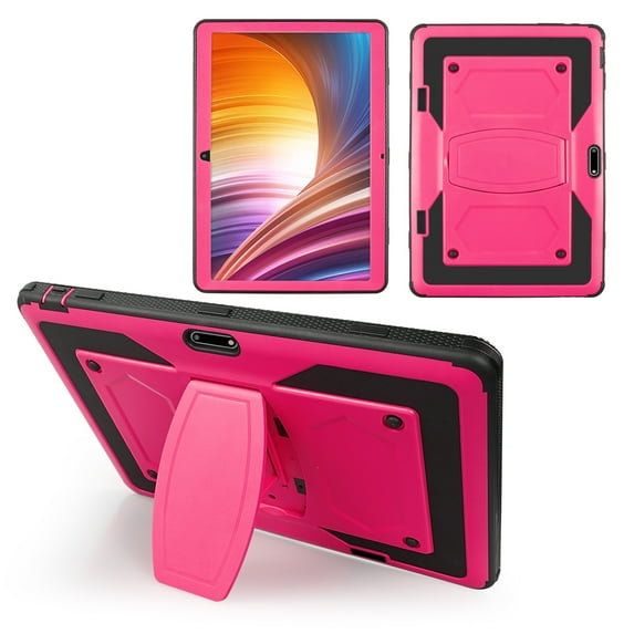SOATUTO Case for Dragon Touch Max 10 Plus , Hybrid Case Built Stand for Veidoo T10 / ANTEMPER / Meize K105/K106/K101 / Flyingtech F10 / Victbing / Lectrus / FEONAL / Wecool / HOOZO 10 inch - Pink