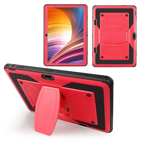 SOATUTO Case for Dragon Touch Max 10 Plus , Hybrid Case Built Stand for Veidoo T10 / ANTEMPER / Meize K105/K106/K101 / Flyingtech F10 / Victbing / Lectrus / FEONAL / Wecool / HOOZO 10 inch - Red