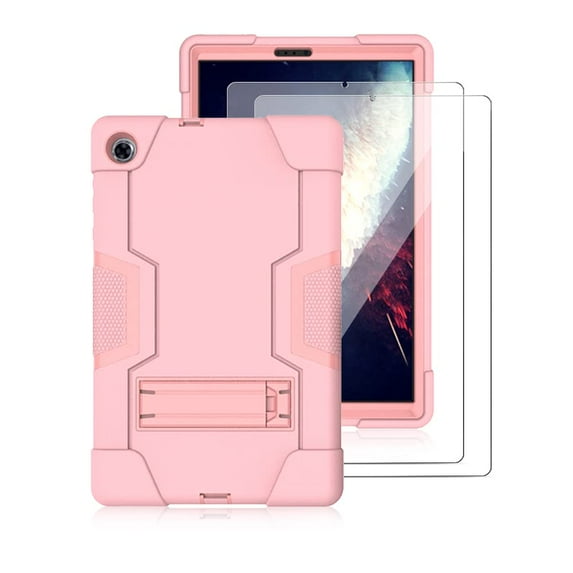 SOATUTO Case for Lenovo M10 Plus Case with Screen Protector , Heavy-Duty Hybrid Case Built-in Stand / Tempered Glass for Lenovo Tab M10 Plus TB-X606F TB-X606X 10.3" FHD Tablet-Rose Gold/2 Pcs