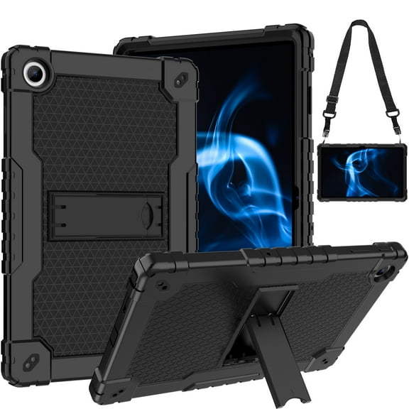 SOATUTO Case For Onn. 10.4" Tablet Pro 2023 Model: 100110603 Heavy Duty Protective Cover with Kickstand Built in Shoulder Strap Kids Friendly Shell Case Fit for Onn 10.4 inch Tablet Pro- Black+Black
