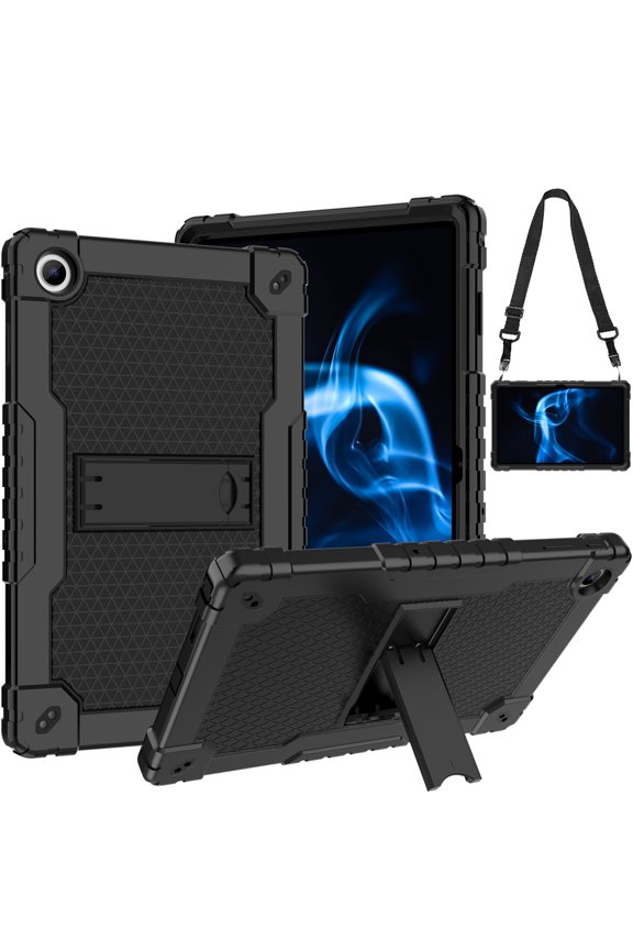 Case For Onn. 10.4" Tablet Pro 2023 Model: 100110603 Heavy Duty Protective Cover with Kickstand Built in Shoulder Strap Kids Friendly Shell Case Fit for Onn 10.4 inch Tablet Pro- Black+Black