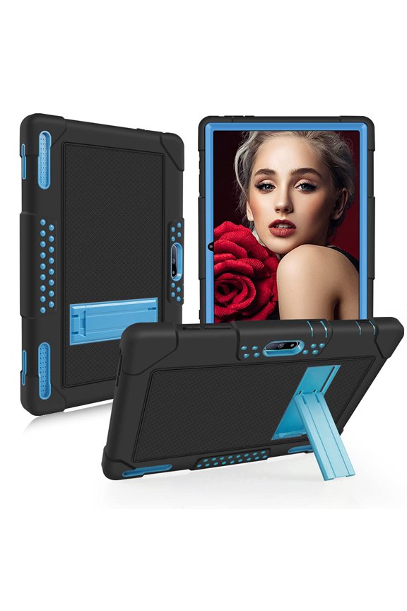 Case for Pritom M10 10 Inch/ Gateway/ qunyiCO Y10 Tab/ Voger priorpad X100 Tab/ FANGOR F-X10 /Digiland Tab Model:DL1036 10" Case Hybrid ShockProof Kids Friendly Built in Stand - Black+Blue
