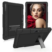 SOATUTO Case for Pritom M10 10 Inch/ Gateway / qunyiCO Y10 Tab / Voger priorpad X100 Tab / FANGOR F-X10 / Digiland Tab Model：DL1036 10" Case Hybrid ShockProof Kids Friendly Built in Stand-Black+Black