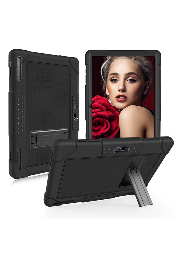 Case for Pritom M10 10 Inch/ Gateway / qunyiCO Y10 Tab / Voger priorpad X100 Tab / FANGOR F-X10 / Digiland Tab Model：DL1036 10" Case Hybrid ShockProof Kids Friendly Built in Stand-Black+Black