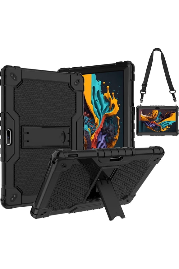 Case for Sky PAD 10 10.1 inch Tablet, Heavy Duty Protective Cover with Kickstand Built in Shoulder Strap Kids Case for Sky PAD 10 10.1" Tablet (Black/Black)