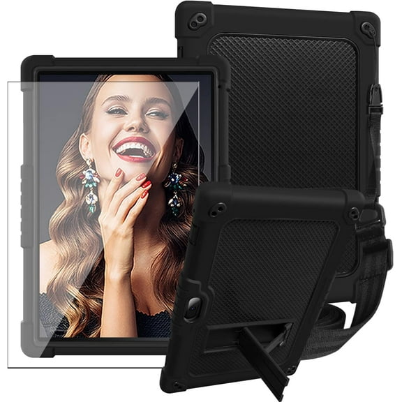 SOATUTO Case for Sky PAD 10 MAX 10.1 inch Tablet, Protective Cover with Kickstand Built in Shoulder Strap Kids Case with Screen Protector for Sky PAD 10 MAX 10.1" Tablet (Black/Black/1Pc)