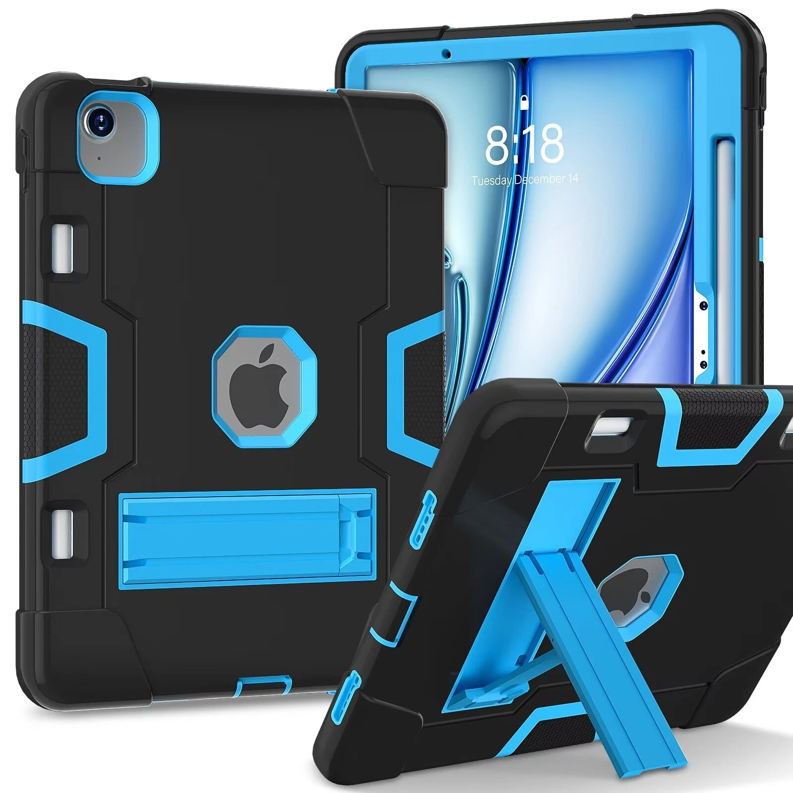 SOATUTO Case for iPad Air 13 Inch (M4/M3/M2) 2026/2025/2024, [Built-in Pencil Holder] Heavy Duty Shockproof Rugged Protective Case for 13 inch iPad Air (2026/2025/2024 Version), Black/Blue