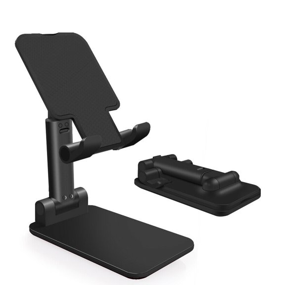 SOATUTO Cell Phone Stand for Desk Telescopic Foldable and Adjustable Cell Phone Holder Universal Multi Angle Aluminum iPad Tablet Stand Compatible with iPhone Smart Cell Phone/Tablet/iPad - Black