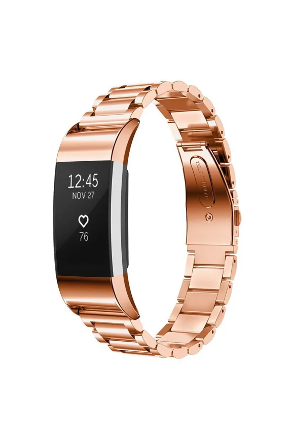 Compatible with Fitbit Charge 2 Bands, Charge2 Metal Replacement Strap Stainless Steel Bracelet Band Small Large Wristband Compatible with Fitbit Charge 2 HR Tracker, Rose Gold