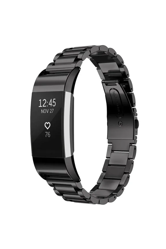 Compatible with Fitbit Charge 2 Bands, Charge2 Metal Replacement Strap Stainless Steel Bracelet Band Small Large Wristband Compatible with Fitbit Charge 2 HR Tracker,Black