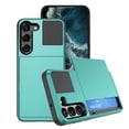 thumbnail image 1 of SOATUTO Compatible with Samsung Galaxy S23 With Credit Card Holder Armor Dual Layer Hybrid Shockproof Soft Rubber Wallet Case For Samsung Galaxy S23(Blue), 1 of 7