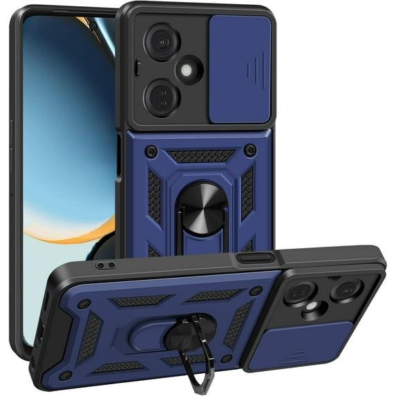 SOATUTO Compatible With Oneplus Nord N30 5G Case with Camera Cover Protector & Metal Stand,Heavy Duty Shockproof Magnetic Hinge Protective Cover Nord N30 5G Phone Case for Oneplus Nord N30 5G - Blue