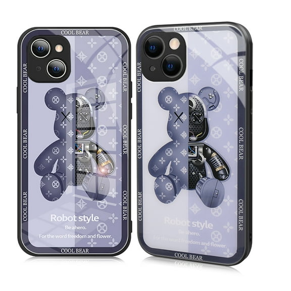 SOATUTO Compatible With iPhone 15 / iPhone 15 Pro Max / iPhone 15 Plus / iPhone 15 Pro Case Cool Bear Shockproof Protective With Hand Strap TPU Bumper Hard PC Pattern Back - iPhone 15 / Blue