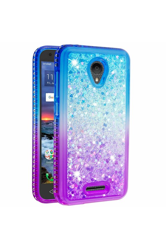 For Alcatel Verso Case Phone Case, Bling Liquid Luxury Glitter Soft Case for Girls Women for Alcatel idealXCITE / CameoX / Raven LT / U50 / 5044S / 5041C / Raven LTE A574BL - Pink+Blue