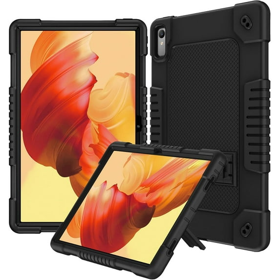 SOATUTO For Lenovo Tab P11 11.5 Gen 2 2023 (TB-350FU/TB-350XU) Case, Rugged Heavy Duty Shockproof Cover with Hand Strap Shoulder Strap for 11.5 inch Lenovo Tab P11 2nd Generation - Black+Black