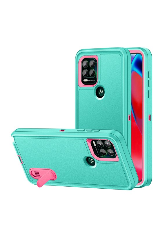 For Motorola Moto G Stylus 2021 Case Heavy Duty Rugged Shockproof Full Body Protective Phone Cover, Green/Pink
