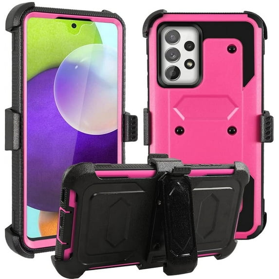 SOATUTO For Samsung A33 5G Phone Case Full-Body Protective Built-in Screen Protector Kicksand Belt Clip Dustproof Shockproof Armor Protective Cover For Samsung Galaxy A33 5G - Pink