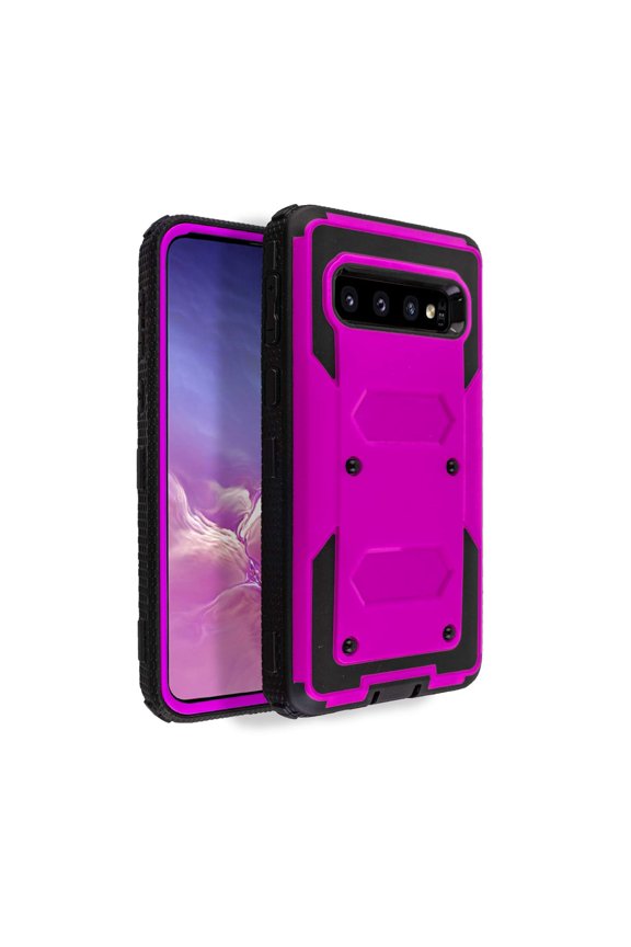 For Samsung Galaxy S10 Phone Case, Heavy-Duty Shock-Resistant Rugged Hybrid case with Rotating Belt Clip and Bracket for Galaxy S10 6.1 inch 2019 Release - Purple