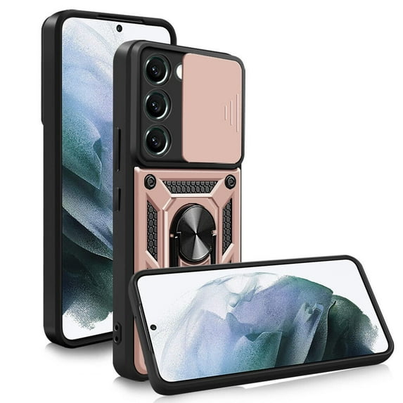 SOATUTO For Samsung S23 Plus Phone Case Military Grade Drop Rugged Cover With Camera Slide Anti-Scratch Protective 360° Rotate Kickstand Sturdy Shockproof Case For Samsung Galaxy S23 Plus - Rose Gold