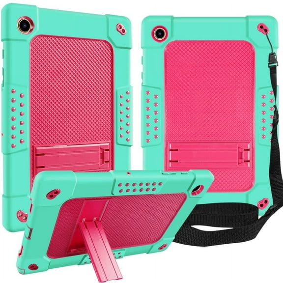 SOATUTO For Samsung Tab A8 Case Drop-proof Shock-Resistant Rugged Hybrid Kids Friendly Cover Built-in KickStand For Samsung Galaxy Tab A8 Case 10.5 Inch 2022 SM-X200 SM-X205 SM-X207 - Green+Pink