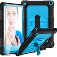 thumbnail image 1 of SOATUTO For Walmart Onn 10.1 3rd Gen 2022 Case Built in Handle Strap Shoulder Strap KickStand and Come With HD 9H Tempered Glass Film For Walmart Onn 10.1 3rd Gen Model 100071485 - Black+Blue/1 Pcs, 1 of 6