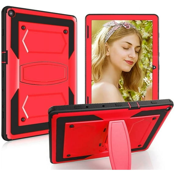SOATUTO For Walmart Onn 10.1 Tab Case 2020 ( Model: 100011886 ), Shockproof Kids Friendly Rugged Hybrid Sturdy Armmor Case Built-in Kickstand For Onn 10.1 inch Tablet 2020 Generation 2 (Red)