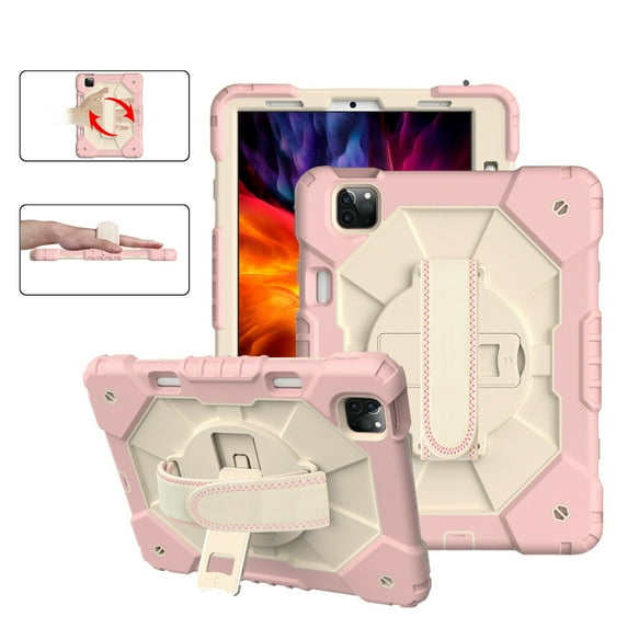 SOATUTO For iPad Air 6th , iPad Air 5th Gen Case 2022/ iPad Air 4th Generation Case 2020 10.9" iPad Pro 11 inch Armor Case 3rd 2021 2nd 2020 1st 2018 Built in Pencil Holder - - Pink+White