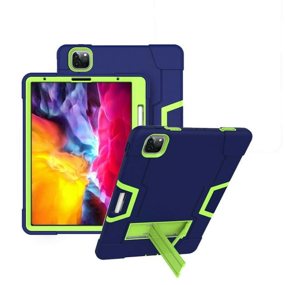 SOATUTO For iPad Pro 11 inch 2022 4th Gen Tablet Case Heavy-Duty Drop-Proof Shock-Resistant Rugged Hybrid Kids Firendly Built in Pencil Holder Case for iPad Pro 11 2nd Gen 2020 / 2018 (Navy-Green)